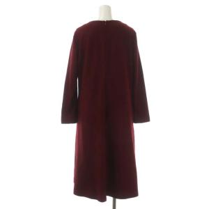 23区 vingt-trois Vネックウールワンピース フレア ロング 38 ワインレッド