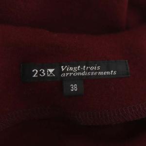 23区 vingt-trois Vネックウールワンピース フレア ロング 38 ワインレッド
