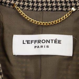 Deuxieme Classe レフロンティ L'EFFRONTEE ウール 千鳥格子 テーラードジャケット 2B 金ボタン 総裏地 36 ベージュ ダークブラウン