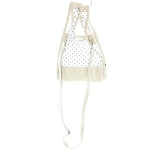 LUDLOW ミニ チュールショルダーバッグ ドット 切替 2way ハンドバッグ べージュ 白 ホワイト 黒 ブラック