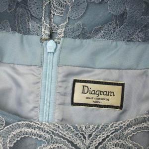 Diagram GRACE CONTINENTAL ラメコード刺繍 ワンピース 膝丈 ノースリーブ チュール タイト シースルー 34 グレー ライトグレー