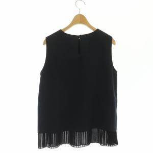 ADORE プリーツレイヤーノースリーブブラウス プルオーバー クルーネック 38 紺 黒 ネイビー ブラック