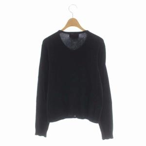 agnes b. クルーネックカーディガン ニット 長袖 ロゴボタン 3 黒 ブラック