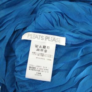 PLEATS PLEASE ISSEY MIYAKE イッセイミヤケ 22SS プリーツシフォンハイネックブラウス プルオーバー 長袖 ショート丈 ブルー