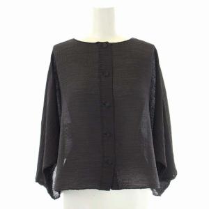バックデザインドルマンカーディガン ブラウス 前後2way 七分袖 ワイド チャコールグレー