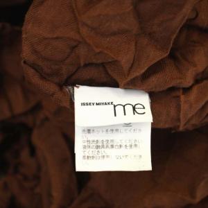 me ISSEY MIYAKE シワ加工プリーツ前開きブラウス シャツ 長袖 ハイネック 茶 ブラウン