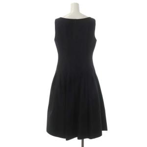 SYBILLA ノースリーブワンピース ひざ丈 タック L 黒 ブラック