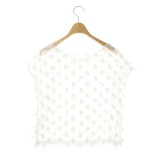 Diagram GRACE CONTINENTAL フリンジトップス カットソー 半袖 シースルー 36 白 ホワイト