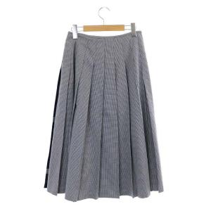 BLUE LABEL CRESTBRIDGE 千鳥柄 チェック プリーツ ラップスカート フレア ミモレ丈 ロング ウール 36 マルチカラー
