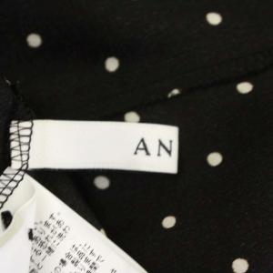 ANAYI ドット ブラウス 長袖 シャーリングネック 36 黒 白 ブラック ホワイト