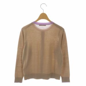 ANAYI ハイショクウールクルーネックカーディガン ニット 長袖 前開き 36 ライトブラウン