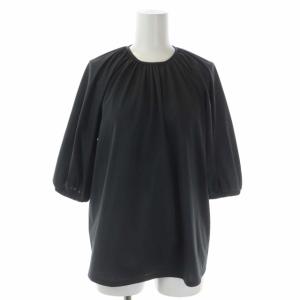 21AW コットン天竺パフスリーブプルオーバー ブラウス 七分袖 ギャザー 36 チャコールグレー