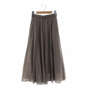 21SS ライトローンシシュウスカート ロング フレア ギャザー 34 グレージュ