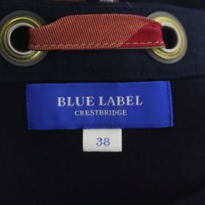 BLUE LABEL CRESTBRIDGE バックリボンワンピース 長袖 ひざ丈 フレア 38 紺 ネイビー