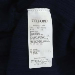 CELFORD 22SS ニットマーメイドワンピース ロング 長袖 Vネック 36 紺 白 ネイビー ホワイト