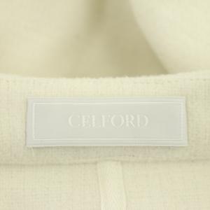 CELFORD 22AW ビットデザイントップス カットソー 長袖 キーネック プルオーバー チュニック ウール混 F オフホワイト