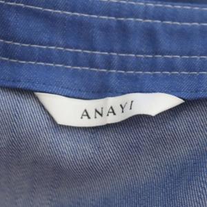 ANAYI 20SS デニムライクノーカラージャケット ショート クルーネック 薄手 ステッチ 38 ライトブルー 白 ホワイト
