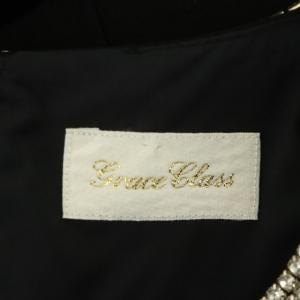 Grace Class 配色ビジューラインワンピース ロング ノースリーブ クルーネック Iライン 36 黒 ブラック アイボリー