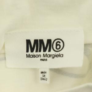 Maison Margiela エムエムシックス MM6 ショート丈プリントTシャツ カットソー 半袖 クルーネック S 白 ホワイト 黒 ブラック