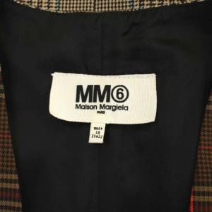 Martin Margiela MM6 クレイジーパターン チェックジャンパースカート ノースリーブ 深V ひざ丈 36 ブラウン