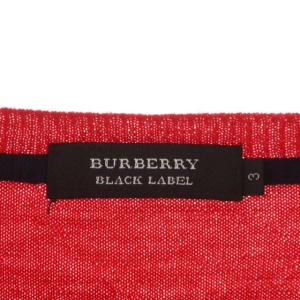 BURBERRY BLACK LABEL ロゴ刺繍 Vネックニット セーター 長袖 3 赤 レッド
