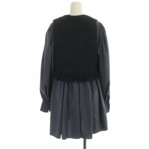 CELFORD 21AW ブラウス付きフリンジニットベスト 長袖 レイヤード フリンジ ONE 紺 ネイビー