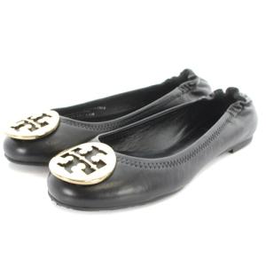 TORY BURCH バレエシューズ レザー ロゴ フラット 5.5M 22.5cm 黒 ブラック