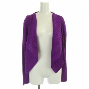 イッセイミヤケ プリーズ 変形 カーディガン 長袖 3 紫 