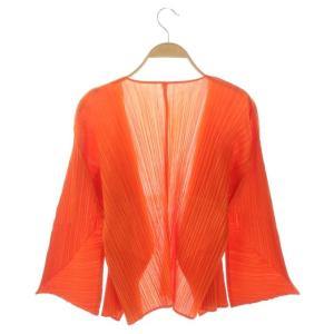 PLEATS PLEASE ISSEY MIYAKE イッセイミヤケ プリーツ ワイドスリーブ 変形 カーディガン 七分袖 3 オレンジ