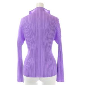 PLEATS PLEASE ISSEY MIYAKE イッセイミヤケ プリーツ ハイネック ボタン トップス カットソー 長袖 3 紫 パープル