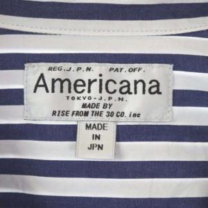 AMERICANA ドゥーズィエムクラス別注 テープツキ 1ポケシャツ 長袖 ストライプ 紺 ネイビー 白 ホワイト
