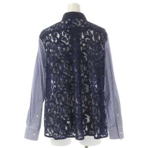 sacai luck シャツ 長袖 ストライプ バックレース  1 紺 ネイビー 白 ホワイト