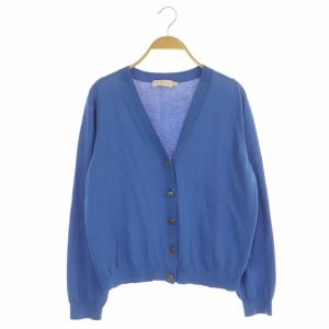 TORY BURCH ロゴボタンコットンVネックカーディガン ニット 長袖 M/M 青 ブルー