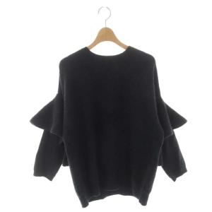 21AW 7G畔編みクルーネックフリルニット カシミヤ 2 ブラック