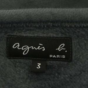 agnes b. カーディガンプレッション ロングカーディガン スウェット 七分袖 裏起毛 クルーネック 3 グレー