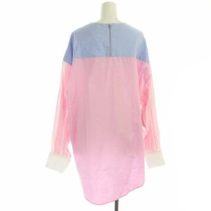 Maison Kitsuné オープンスリーブトップス シャツ ブラウス プルオーバー 長袖 36 水色 白 ピンク ライトブルー ホワイト