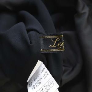 Leilian ワンピース 裾ギャザー 膝丈 半袖 パフスリーブ 9 黒 ブラック