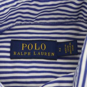 POLO RALPH LAUREN シャツワンピース 長袖 ひざ丈 ストライプ 2 青 ブルー 白 ホワイト