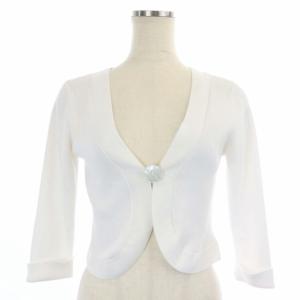 七分袖カーディガン ボレロ Vネック ショート丈 38 白 ホワイト
