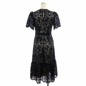 CELFORD リーフレースワンピース マーメイドライン ミモレ丈 ロング 半袖 34 黒 ブラック ベージュ