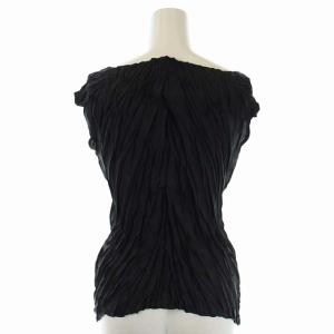 PLEATS PLEASE ISSEY MIYAKE イッセイミヤケ ISSEY MIYAKE ノースリーブ カットソー シワ加工 ボートネック 3 黒 ブラック