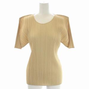 イッセイミヤケ ISSEY MIYAKE 半袖 カットソー プルオーバー クルーネック 4 ベージュ