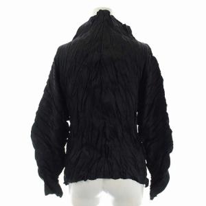 PLEATS PLEASE ISSEY MIYAKE イッセイミヤケ ISSEY MIYAKE ブラウス カットソー 長袖 プルオーバー シワ加工 デザインハイネック 3 黒 ブラック