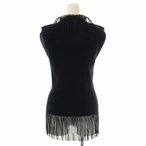 PLEATS PLEASE ISSEY MIYAKE イッセイミヤケ ISSEY MIYAKE ノースリーブカットソー プルオーバー フリンジ ハイネック 4 黒 ブラック