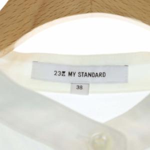 23区 CANCLINI バンドカラーシャツ ブラウス チュニック アシンメトリー 長袖 38 白 ホワイト