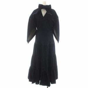 Chloe デニム ケープスリーブ ティアード ワンピース ロング 七分袖 36 インディゴ