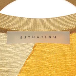 ESTNATION 22SS インターシャVネックニット カットソー 長袖 プルオーバー F ベージュ オレンジ アイボリー