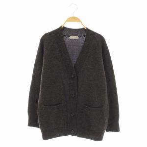 ウール Vネック ニットカーディガン 長袖 2 ダークブラウン