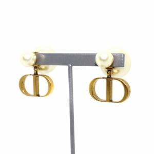 Christian Dior DIOR TRIBALES ピアス メタル ・レジンパール・ラッカー ゴールド ホワイト