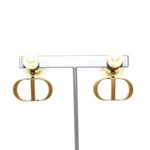 Christian Dior DIOR TRIBALES ピアス メタル ・レジンパール・ラッカー ゴールド ホワイト
